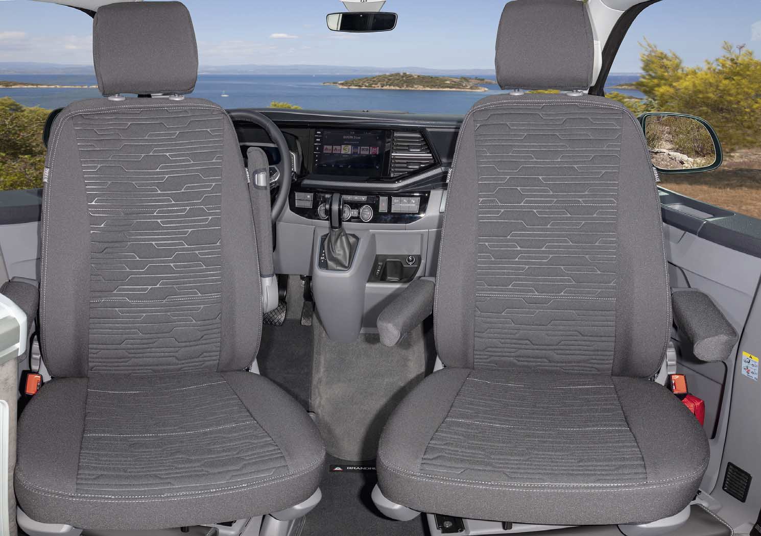 Schonbezüge Sitzbezüge für VW T5 T6 Multivan Caravelle 2003-2020 Grau Leder 2+1