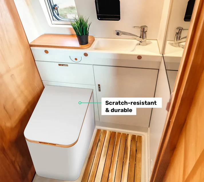TROBOLO SilvaBlœm White Separating Toilet in a VW Camper