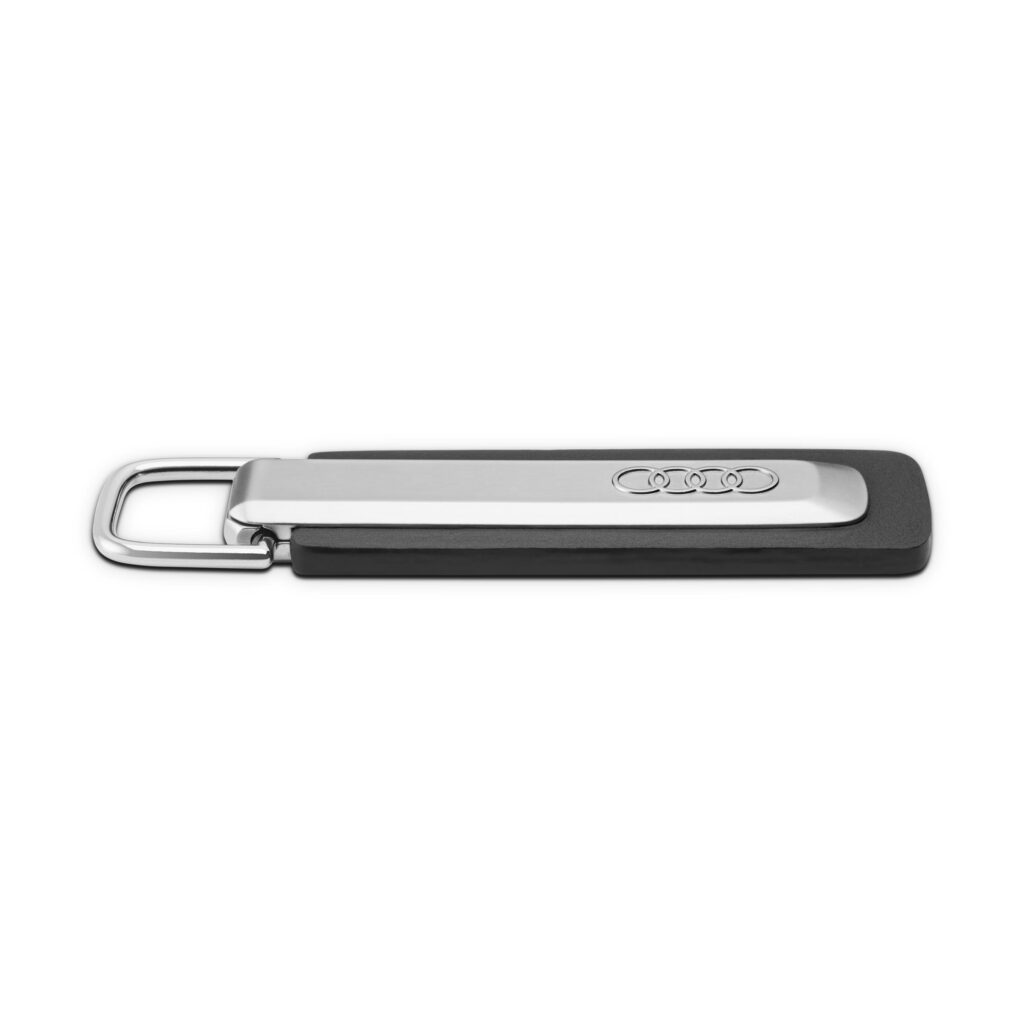 Audi Keychain Rings, Silver and Black Metal Design