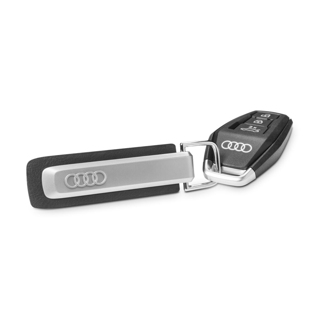 Audi Keychain Rings, Silver and Black Metal Design