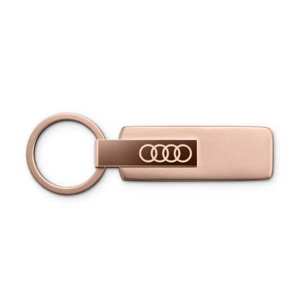 Audi Keychain, Rose Gold Stainless Steel, High-Quality Design